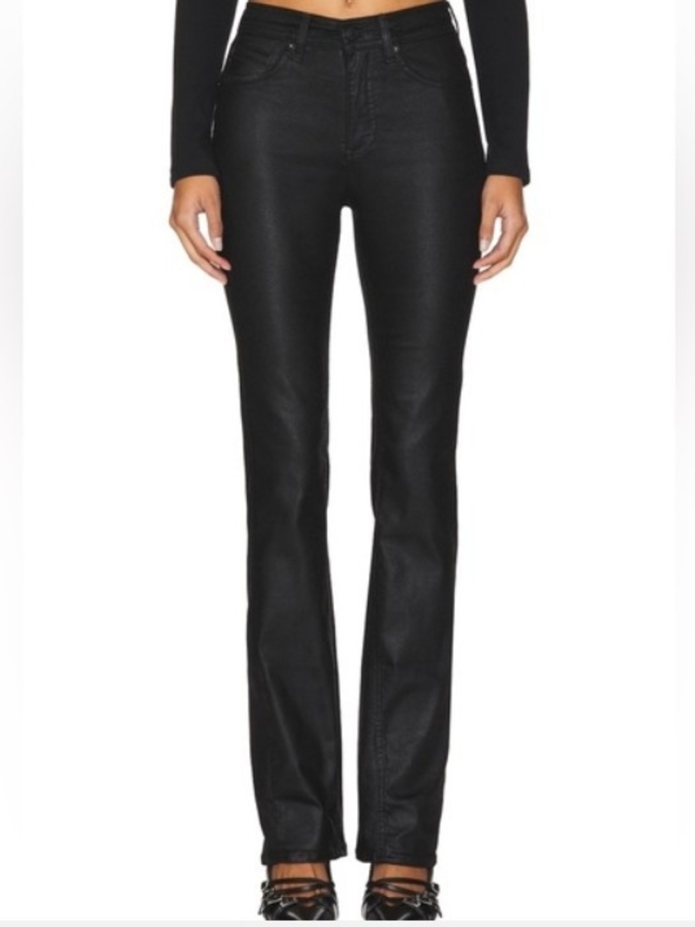 We The Free Black Coated Xena High Rise Slim Straight Leg Size 32